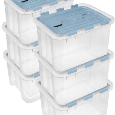 Thickened Transparent Plastic Storage Bin – Light Blue Flip-Top Organizer Set