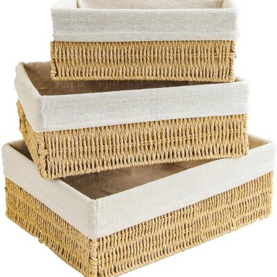 Home Desktop Storage Basket Woven With Lid, Snack Storage Basket Drawer, Cosmetics Storage Box(Size:medium size（lidless）)