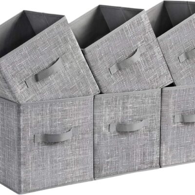 Textured Fabric Open-Top Storage Box – Reinforced Handles & Compartmentalized Design
