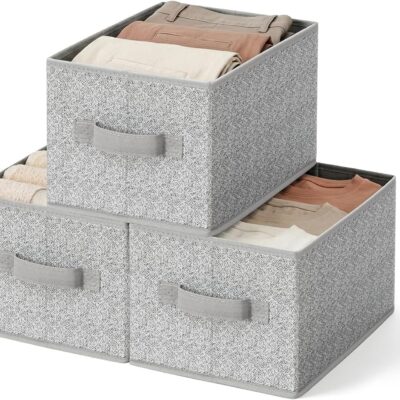 Fabric Open-Top Storage Box with Handles – Foldable Wardrobe Organizer